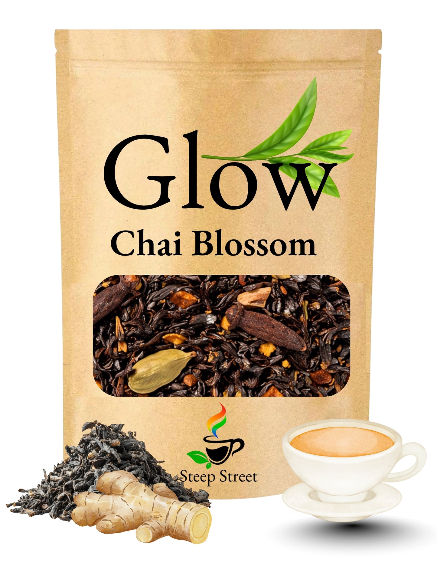 Chai Blossom Glow — Loose-Leaf Spiced Tea | Net Wt. 3.5 oz