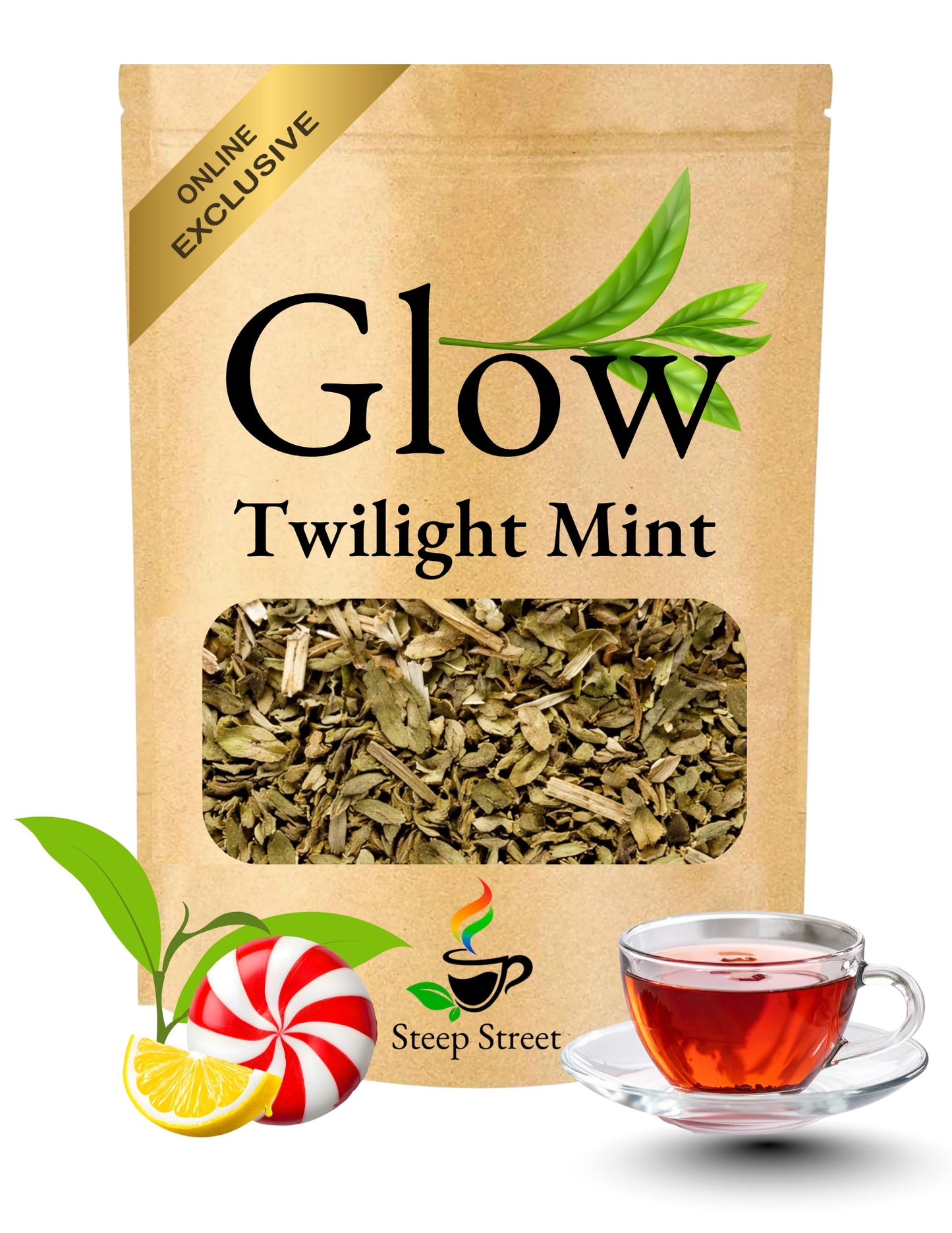 Twilight Mint Glow | Loose-Leaf Mint Herbal Tea | Caffeine-Free | 3 oz